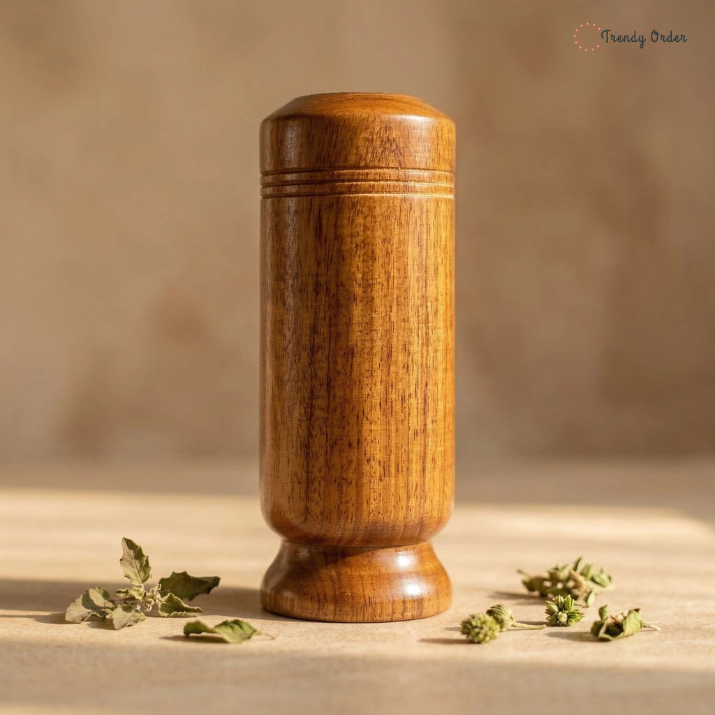 Vijaysar Glass Wooden Tumbler for Diabetes Control