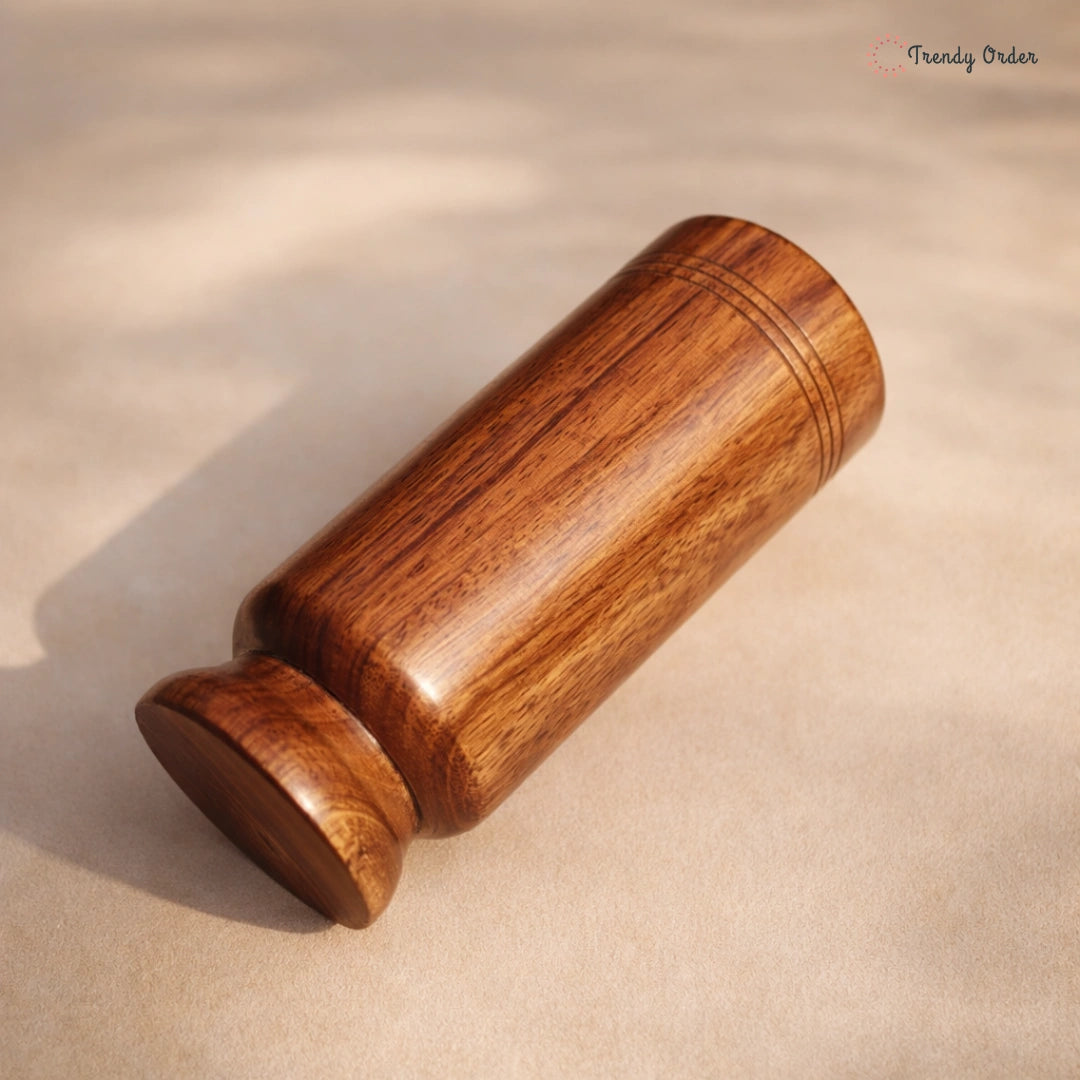 Vijaysar Glass Wooden Tumbler for Diabetes Control