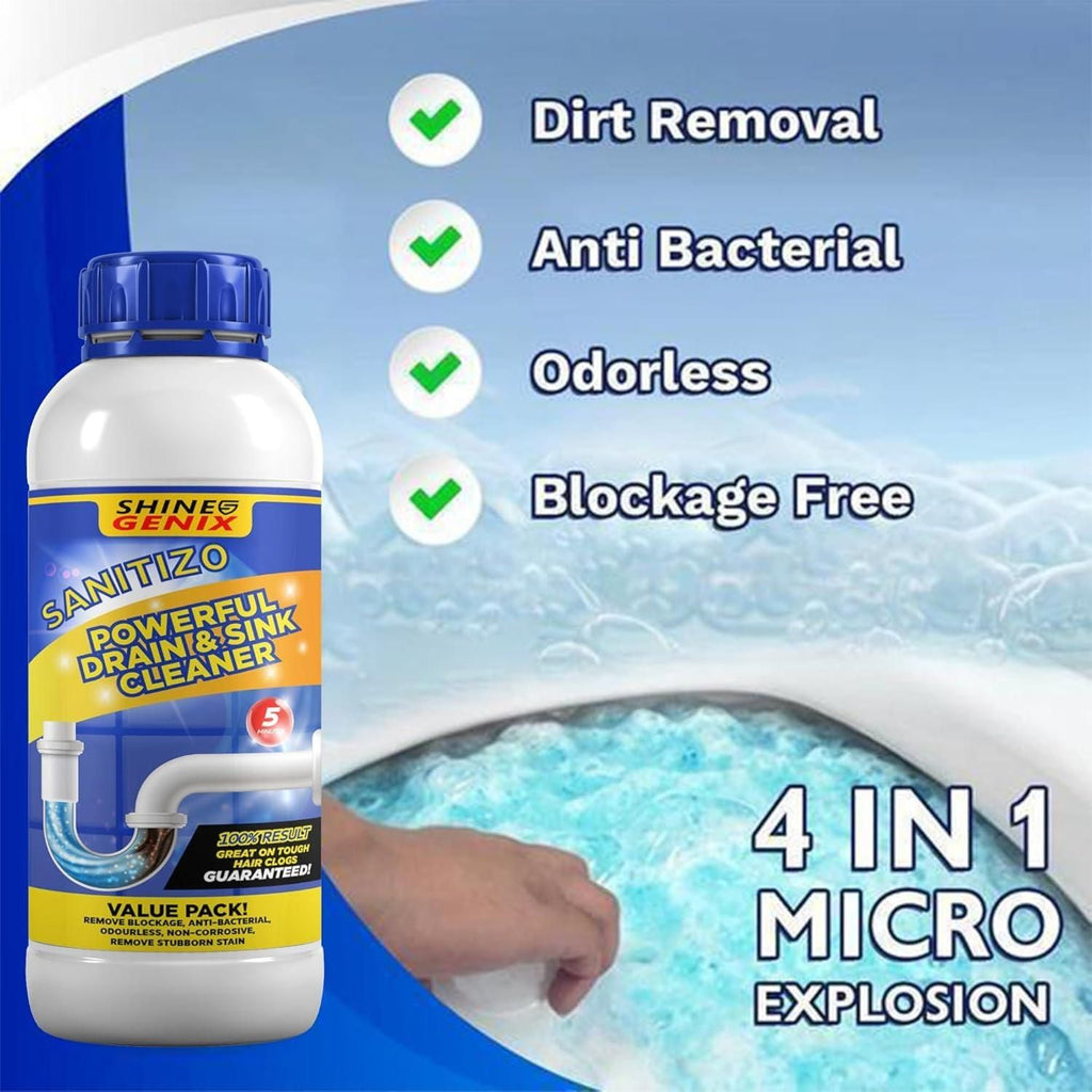 Sanitizo Powerful Drain & Sink Cleaner Powder 100 gm Each(Pack of 4)