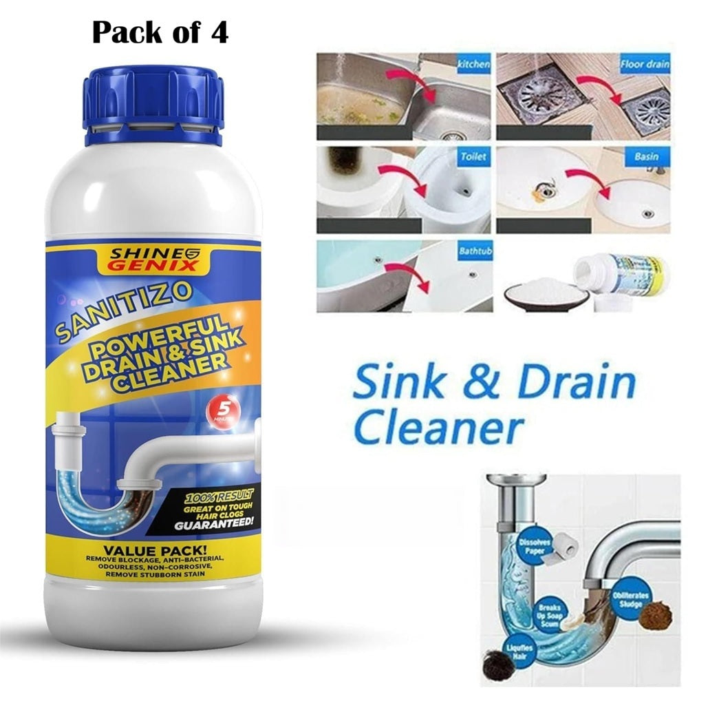 Sanitizo Powerful Drain & Sink Cleaner Powder 100 gm Each(Pack of 4)