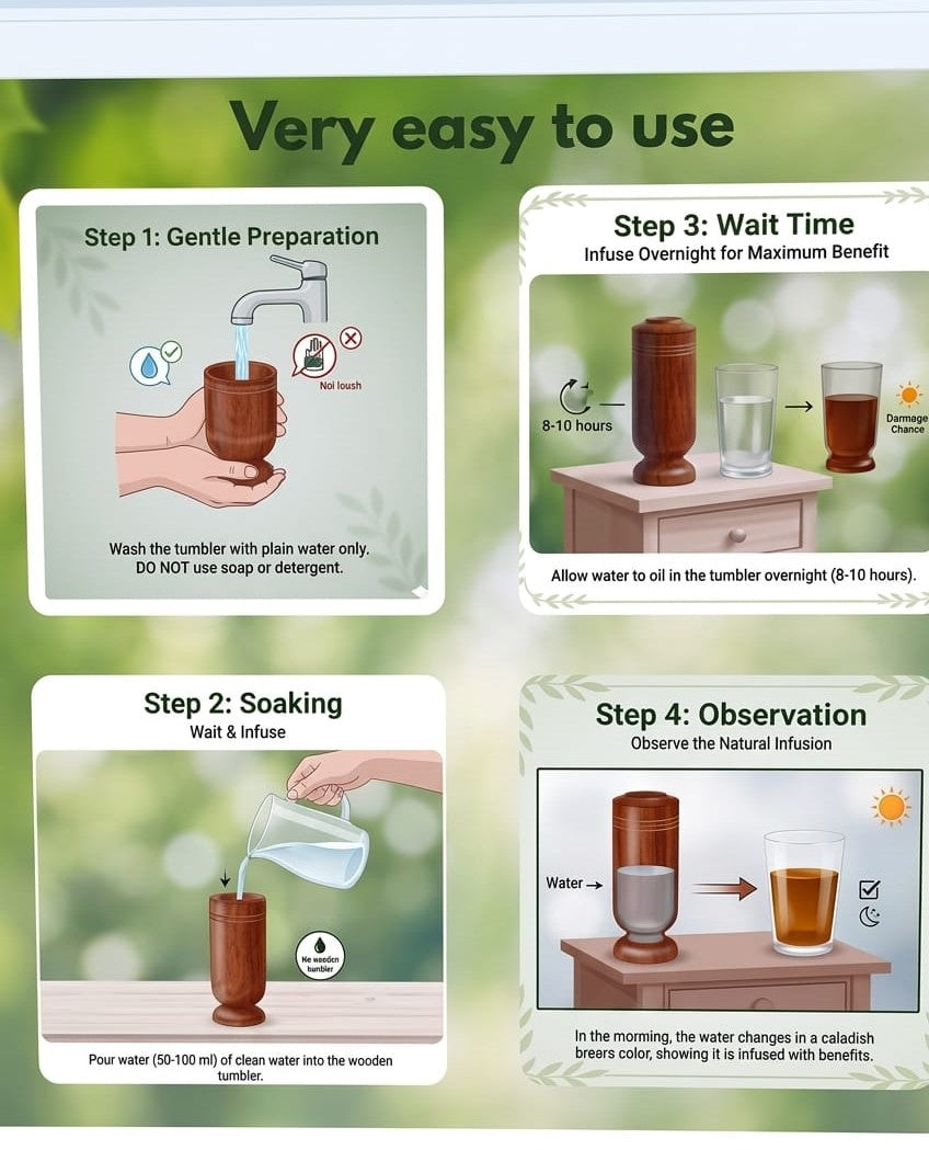 Vijaysar Glass Wooden Tumbler for Diabetes Control