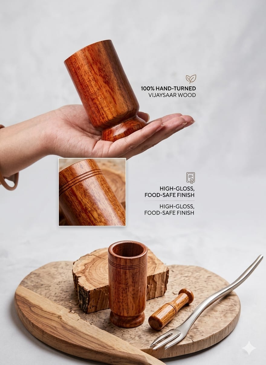 Vijaysar Glass Wooden Tumbler for Diabetes Control